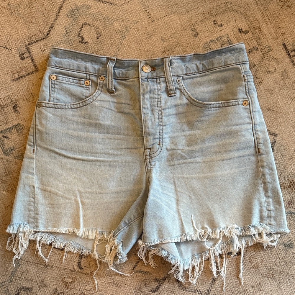 Madewell Distressed Light Blue Denim Shorts